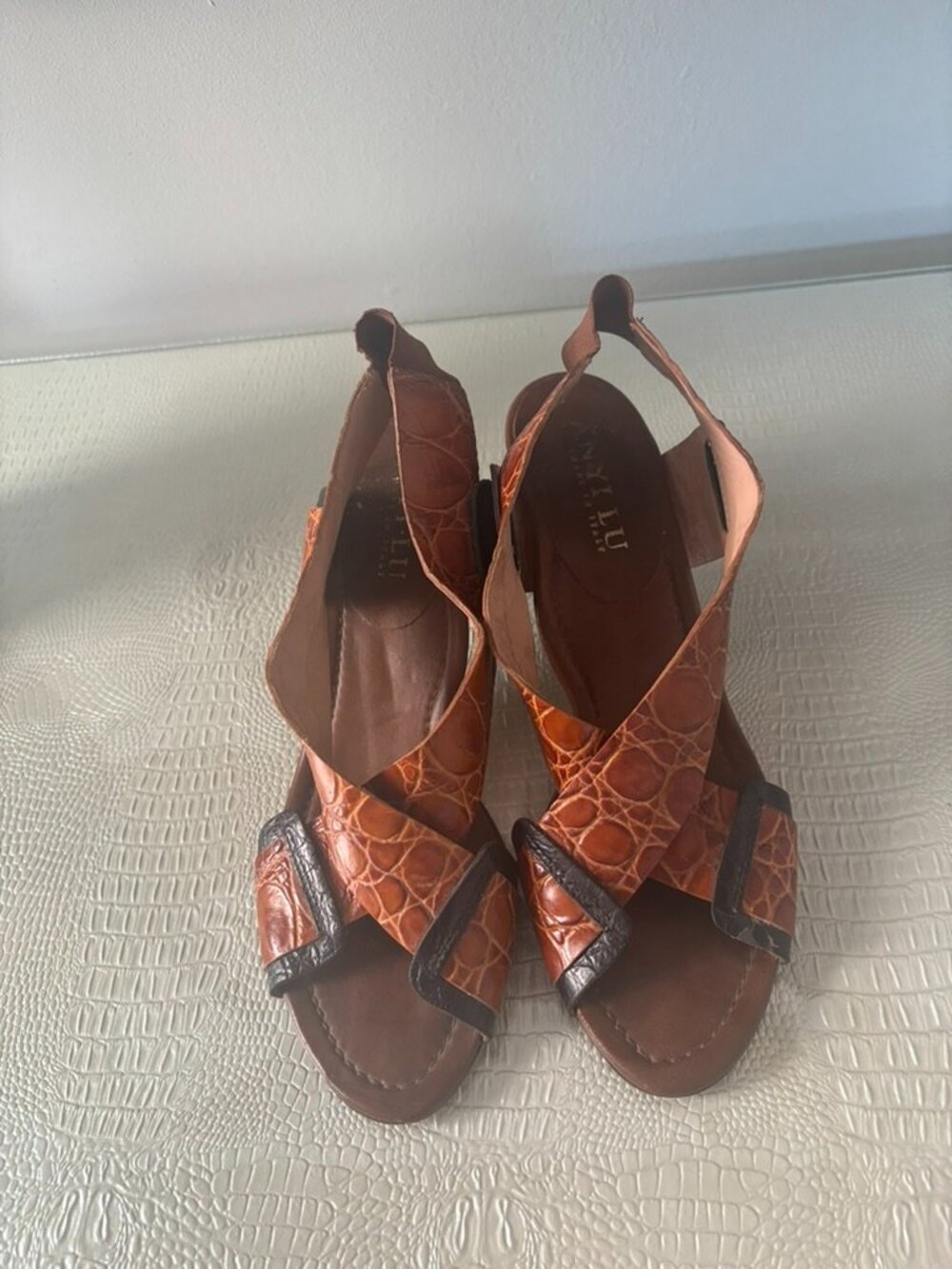 Any Lu hand crafted leather sandals, size 8